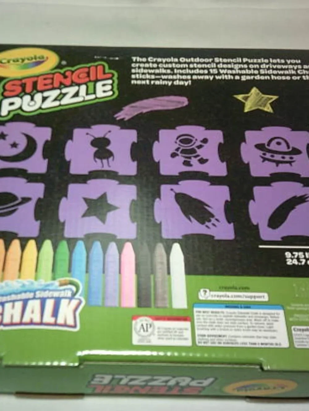 NEW CRAYOLA STENCIL PUZZLE OUTDOOR SIDEWALK FUN AGES 4+ WASHABLE CHALK GREAT 🎁